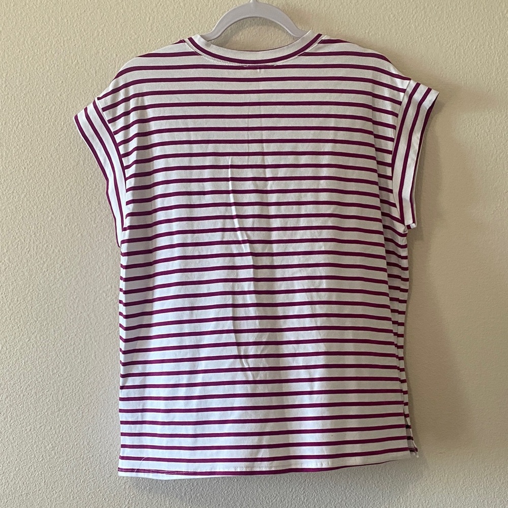 Striped Women's Top - Purple and White - Picture 3 of 5